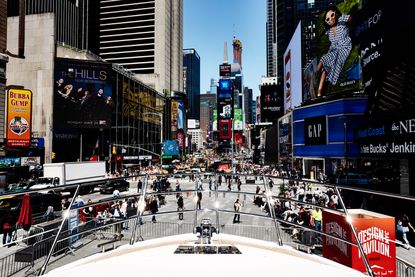 Azimut yacht in Times Square