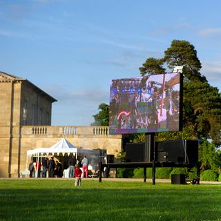 Film playing on an outdoor cinema screen