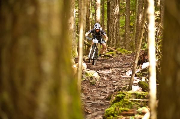 A rider on a technical section