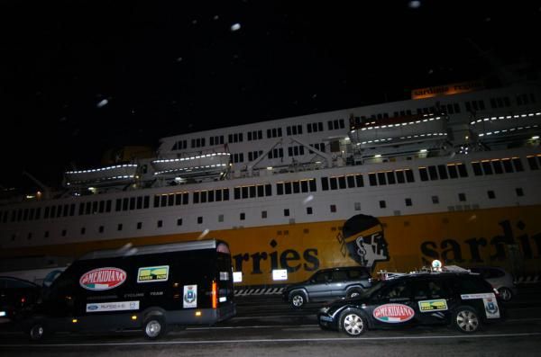 Meridiana Kamen's team truck and team car wait patiently