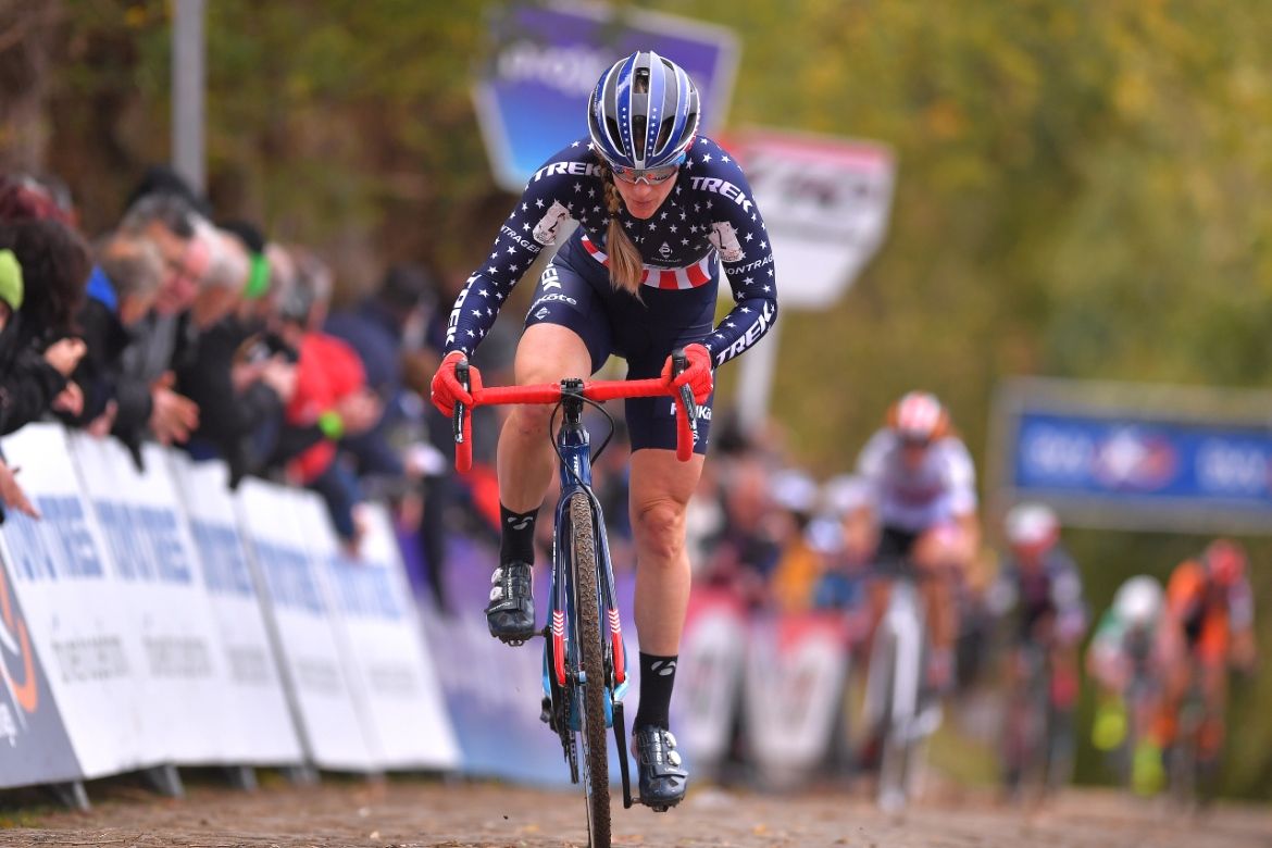 Katie Compton climbs the Koppenberg