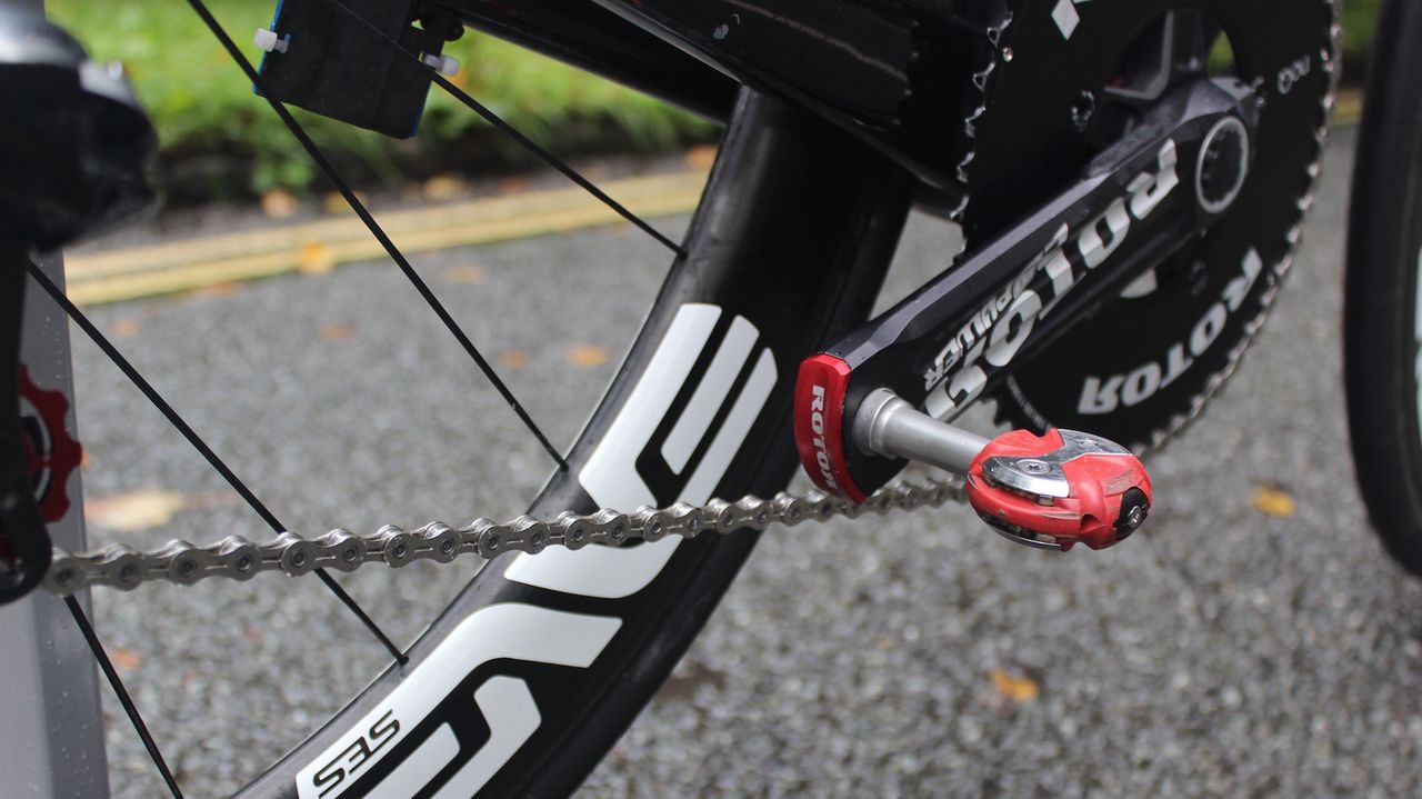 ROTOR supply Team Dimension Data with chainrings and cranks alongside the Speedplay pedals