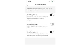 Bose QC Earbuds II Auto Transparency menu
