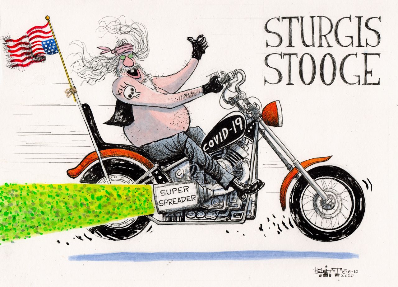 Editorial Cartoon U.S. Sturgis&amp;amp;nbsp;Motorcycle Rally Coronavirus COVID-19 Super Spreader