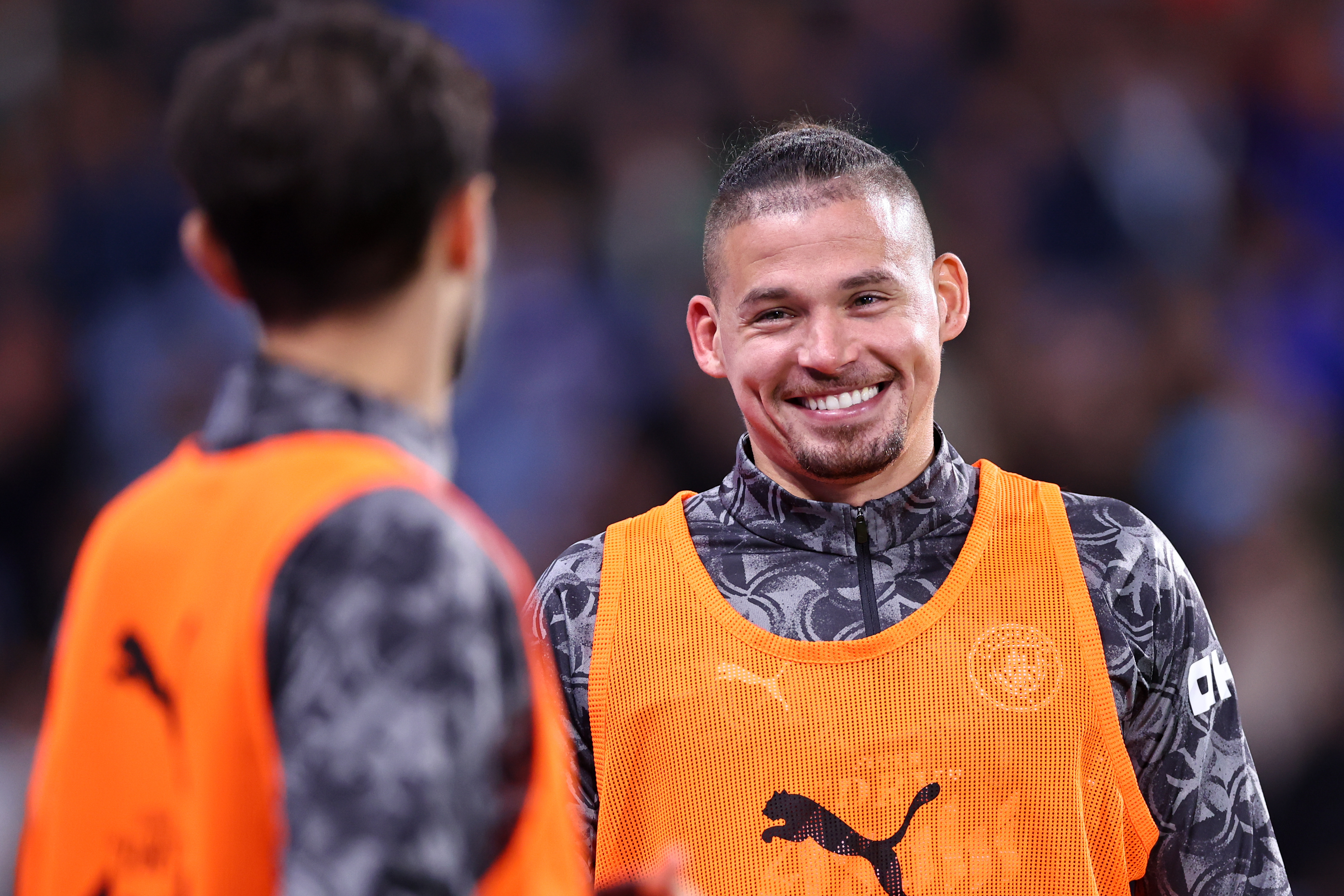 HUDDERSFIELD, ENGLAND - SEPTEMBER 24: Kalvin Phillips of Manchester City during the Carabao Cup Third Round match between Huddersfield Town and Manchester City at Accu Stadium on September 24, 2025 in Huddersfield, England. (Photo by Robbie Jay Barratt - AMA/Getty Images)