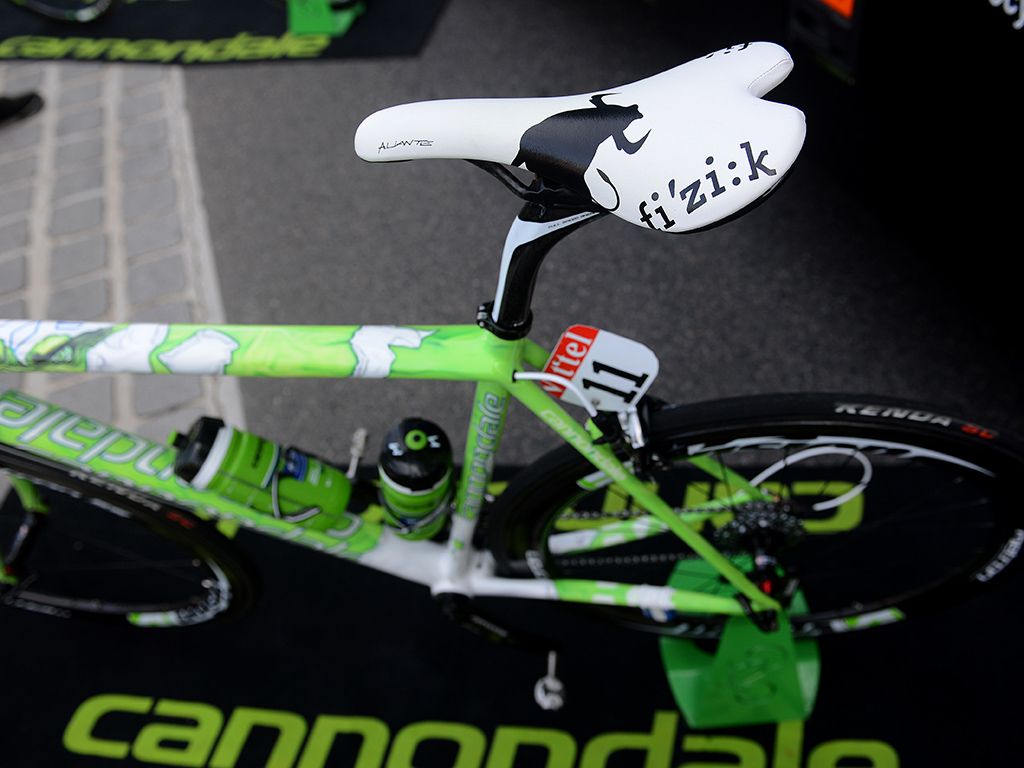 A custom painted Incredible Hulk Cannondale for Peter Sagan