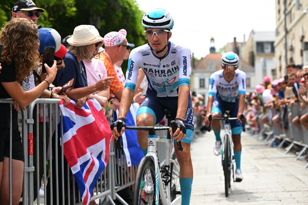 TROYES FRANCE JULY 07 Pello Bilbao of Spain and Team Bahrain Victorious prior to the 111th Tour de France 2024 Stage 9 a 199km stage from Troyes to Troyes UCIWT on July 07 2024 in Troyes France Photo by Tim de WaeleGetty Images