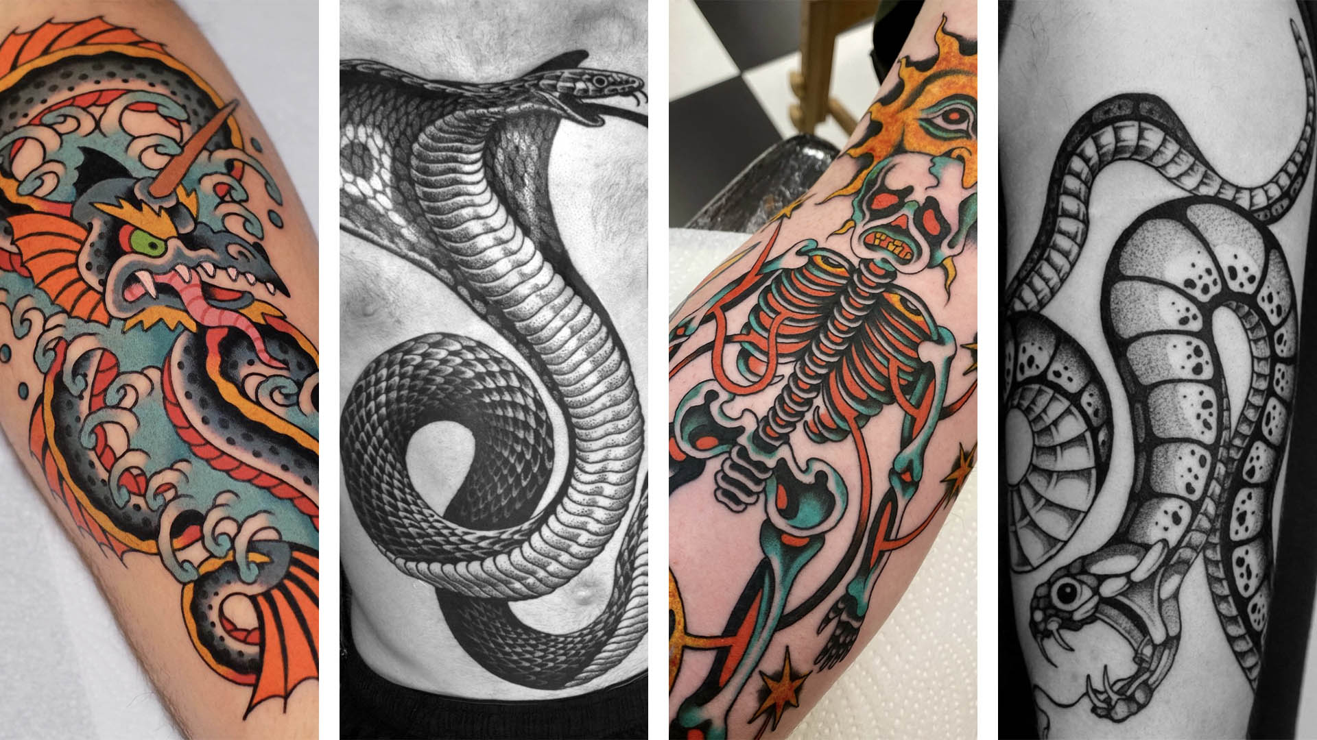 Four photos of tattoos.