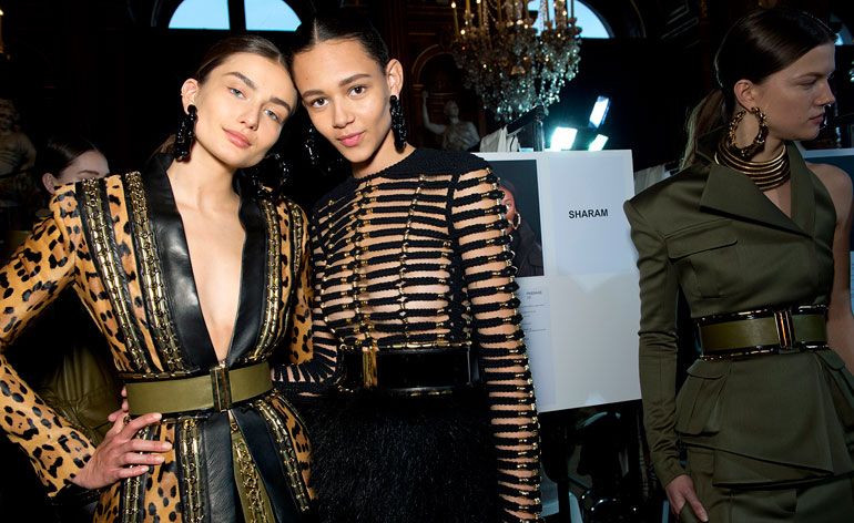 Models backstage at Balmain A/W 2014