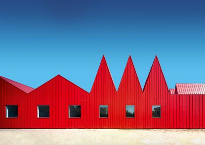 Red spiked roof building