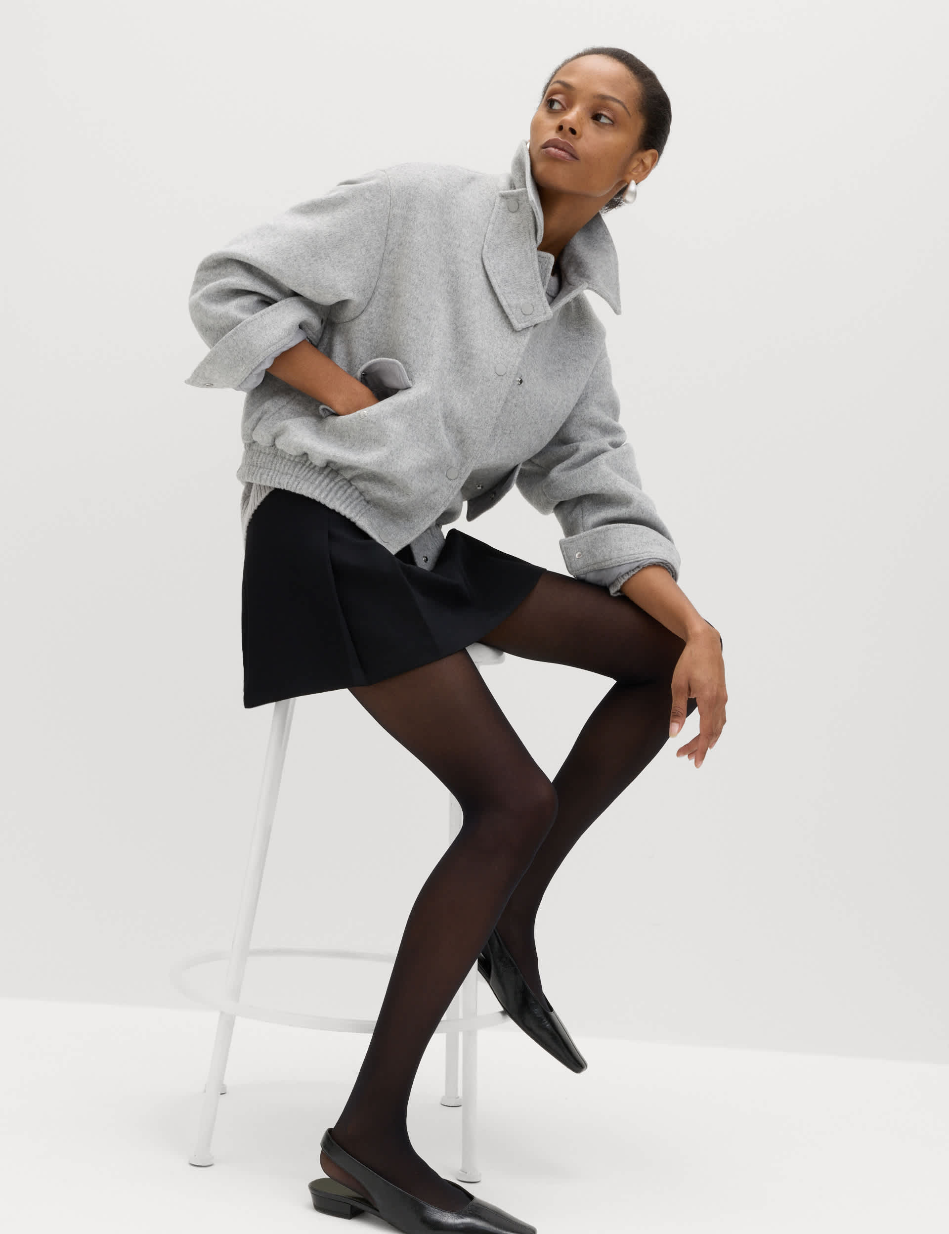 Textured Bomber Jacket With Wool