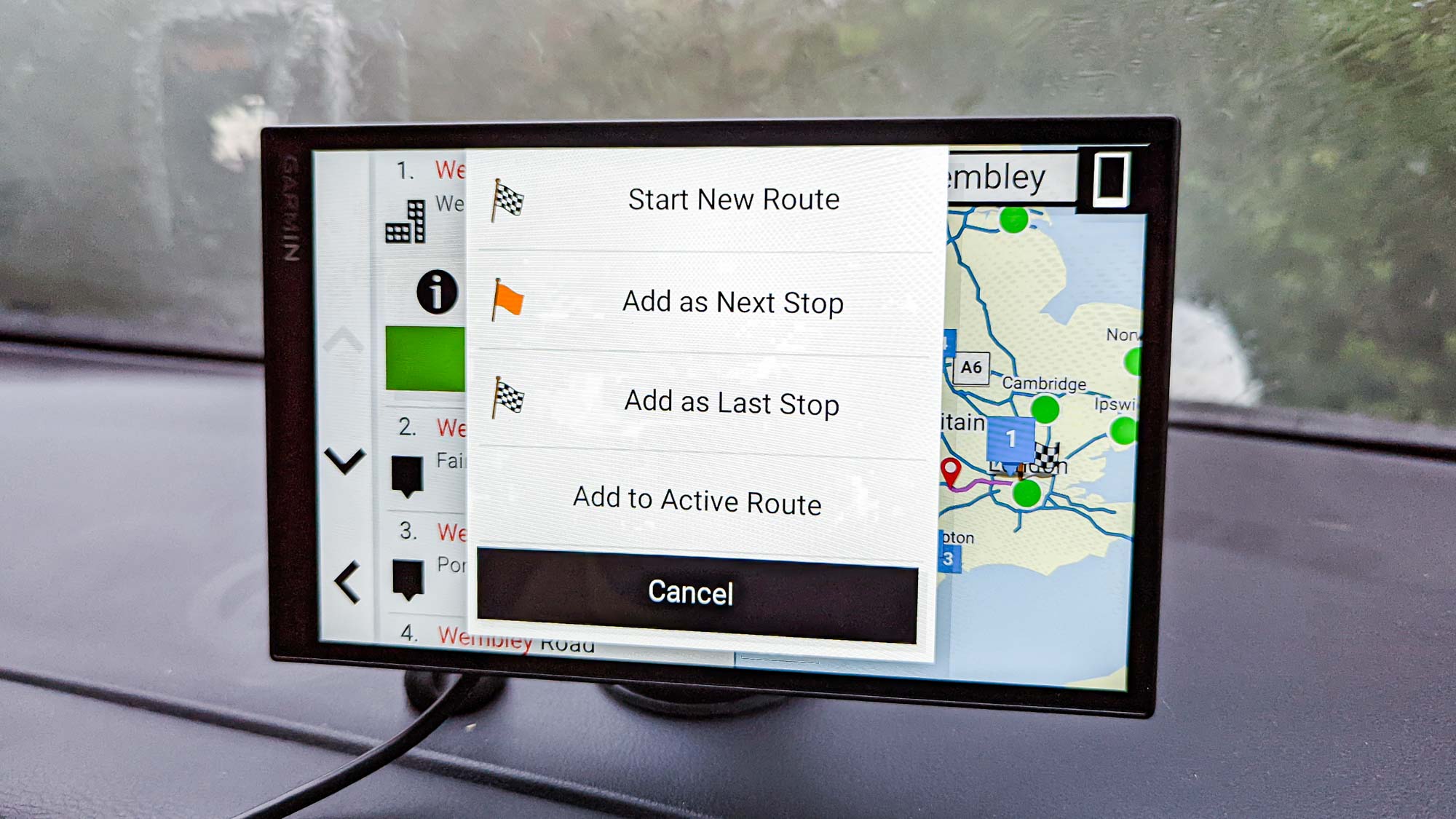 Garmin drivesmart 86 display on dash