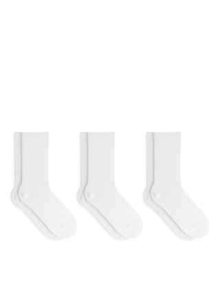 Cotton Rib Socks Set of 3 - White - Arket Gb