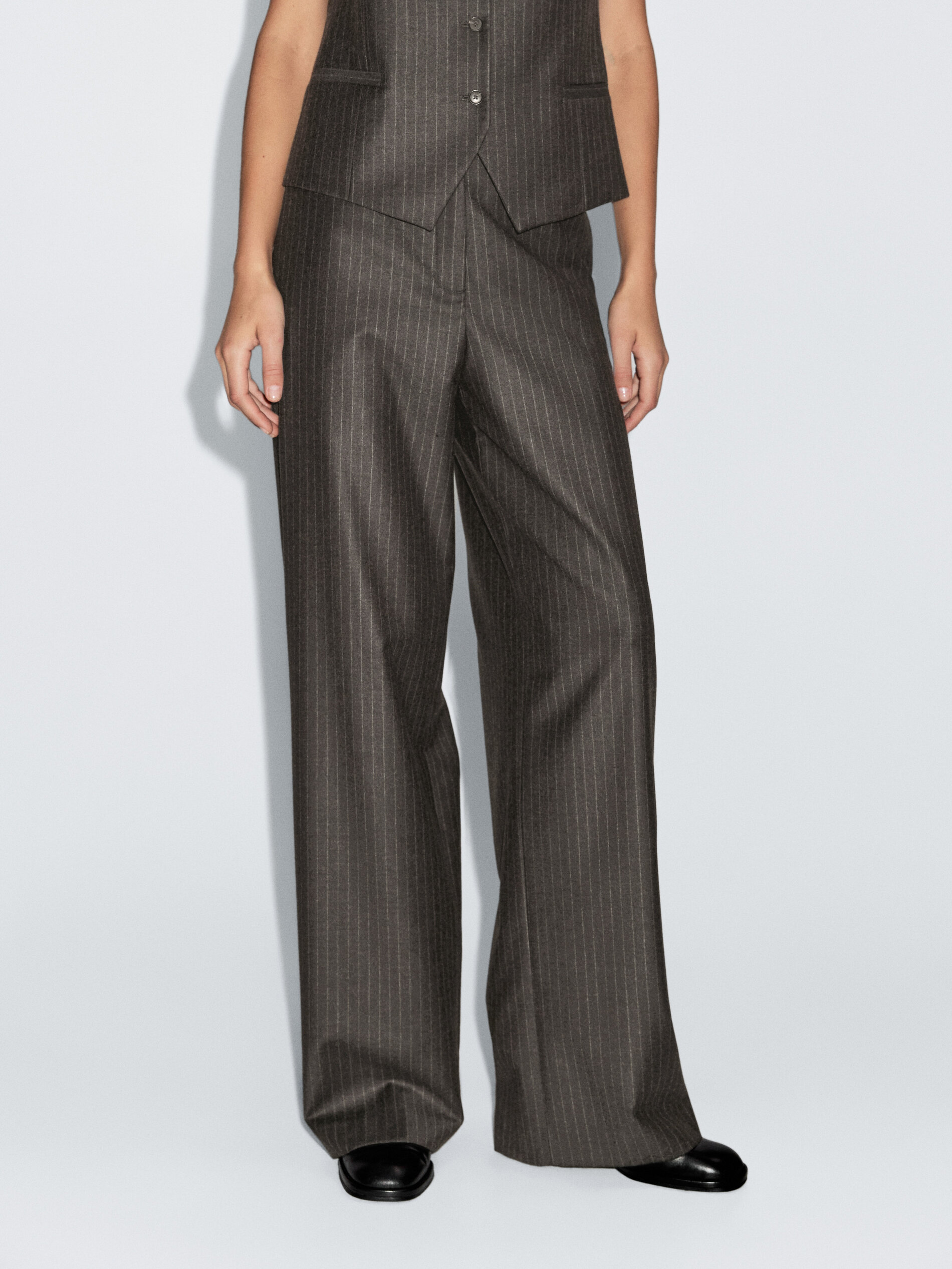 Wool Pinstripe Trousers
