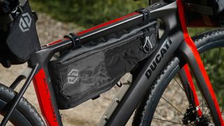 Ducati Futa All Road e-gravel fitted with bikepacking bags