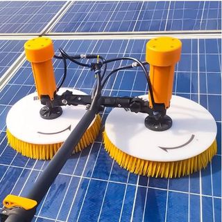 A solar panel cleaning brush