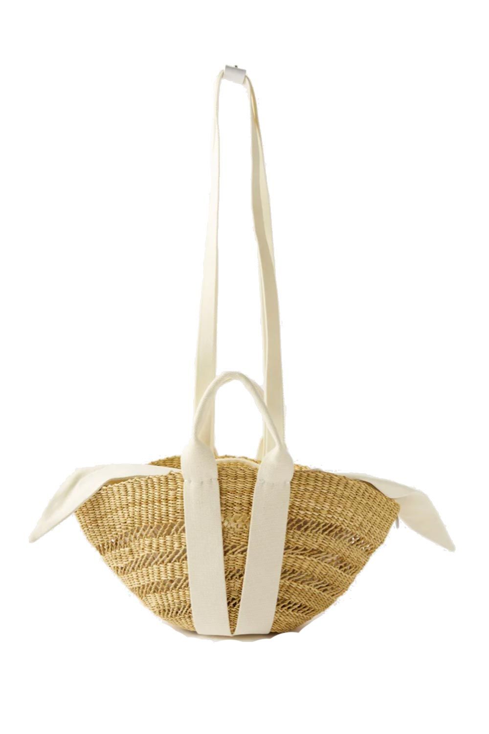 A Muun raffia tote bag with ribbon handle
