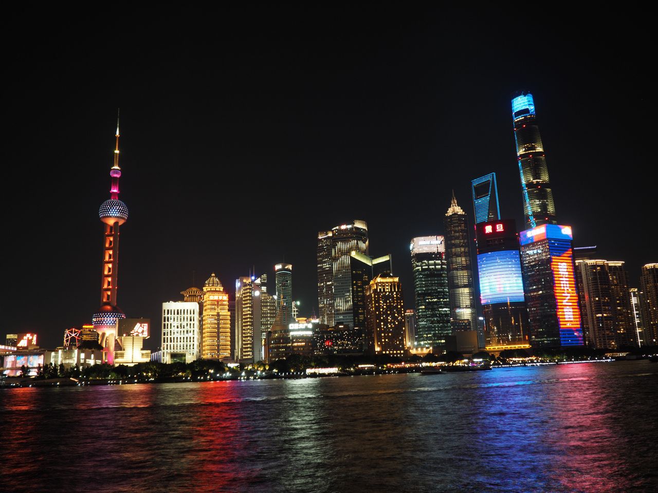 OM System PEN sample gallery: Famed Bund skyline in Shanghai, China, at night