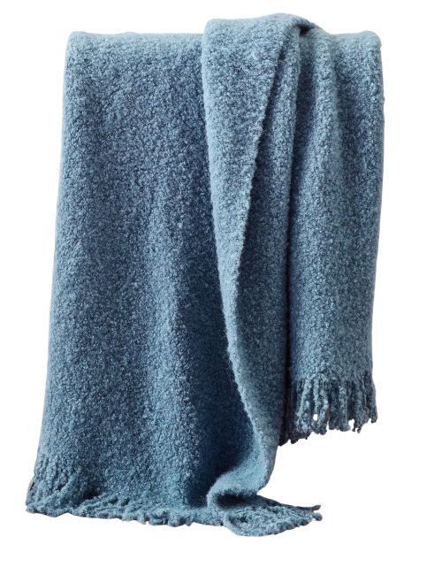 Boucle Knit Throw in Steel Blue