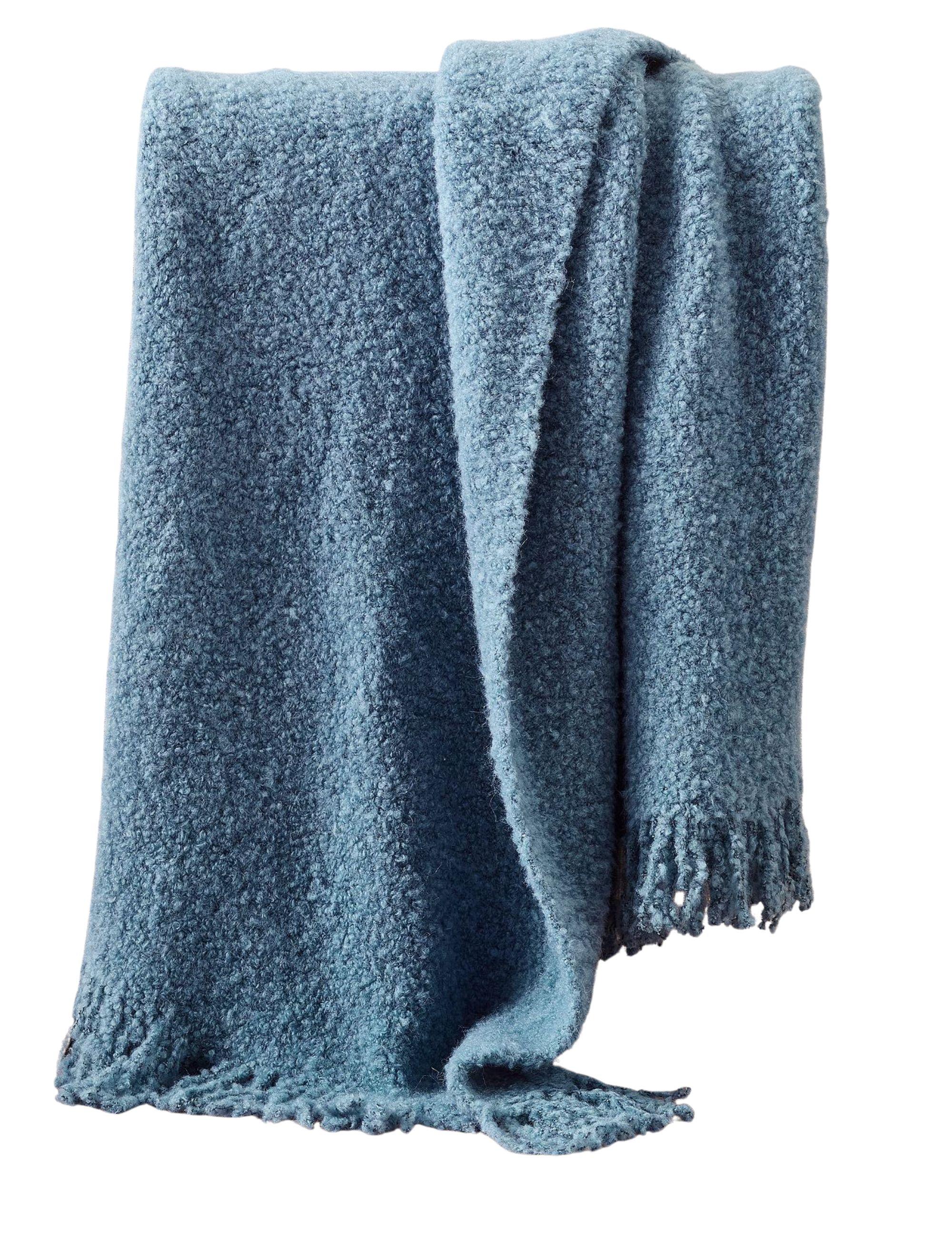 Boucle Knit Throw in Steel Blue