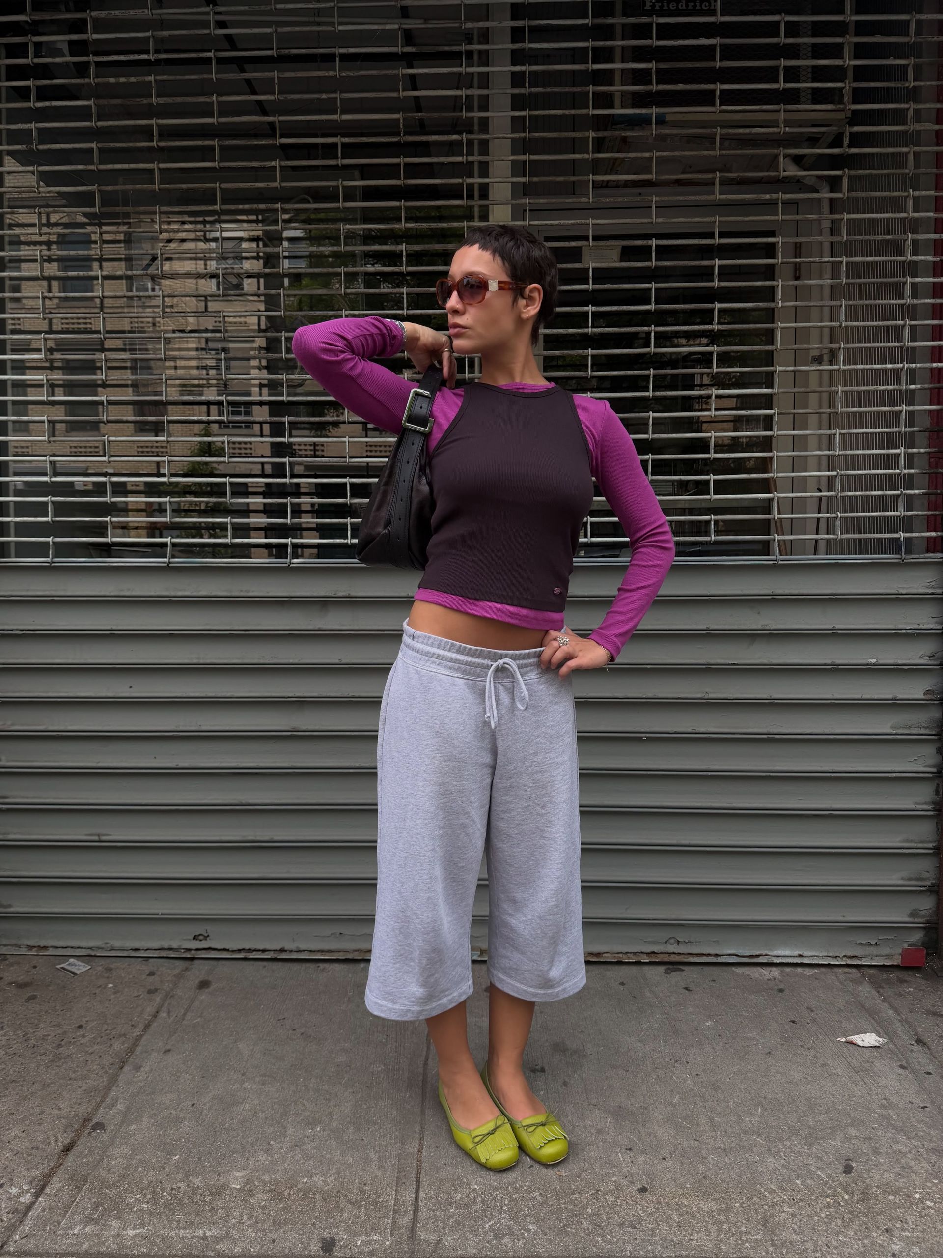 An image of a woman wearing best shoes to wear with capri sweats