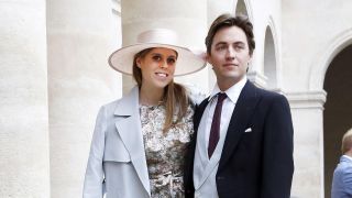 Princess Beatrice of York and her fiance Edoardo Mapelli Mozzi attend the Royal Wedding of Prince Jean-Christophe Napoleon and Olympia Von Arco-Zinneberg at Les Invalides on October 19, 2019 in Paris, France