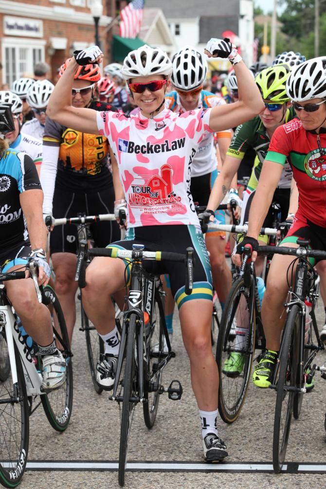 Kimberley Wells in the leader's jersey