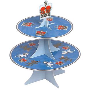 Jubilee decorations card cake stand with reversible union Jack and Jubilee print design