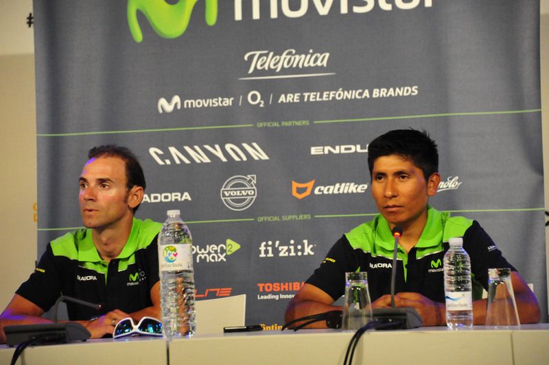Alejando Valverde and Nairo Quintana at the press conference