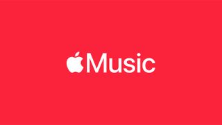 Listing image for Apple Music for Free showing Apple Music branding in white on a red background