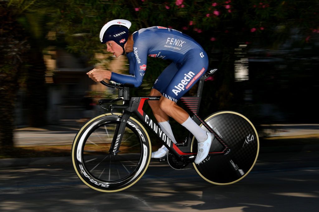 SAN BENEDETTO DEL TRONTO ITALY SEPTEMBER 14 Mathieu Van Der Poel of The Netherlands and Team AlpecinFenix during the 55th TirrenoAdriatico 2020 Stage 8 a 101km Individual Time Trial in San Benedetto del Tronto ITT TirrenAdriatico on September 14 2020 in San Benedetto del Tronto Italy Photo by Justin SetterfieldGetty Images