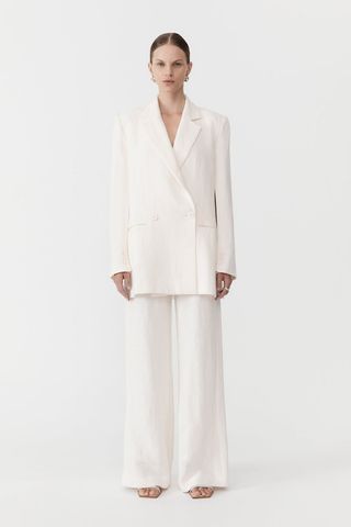 Linen Split Sleeve Blazer - Ivory