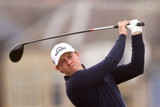 Matt Fitzpatrick hits a driver off the tee