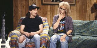 Mike Myers and Dana Carvey in a "Wayne's World" sketch on Saturday Night Live
