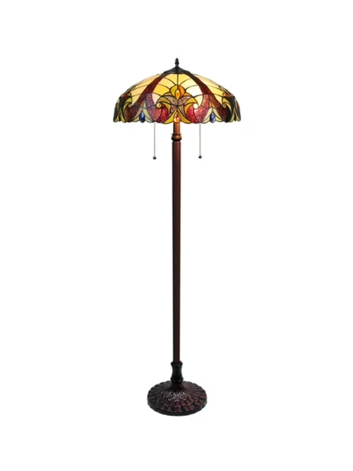 Tiffany-Style Dark Bronze 2-Light Victorian Floor Lamp 