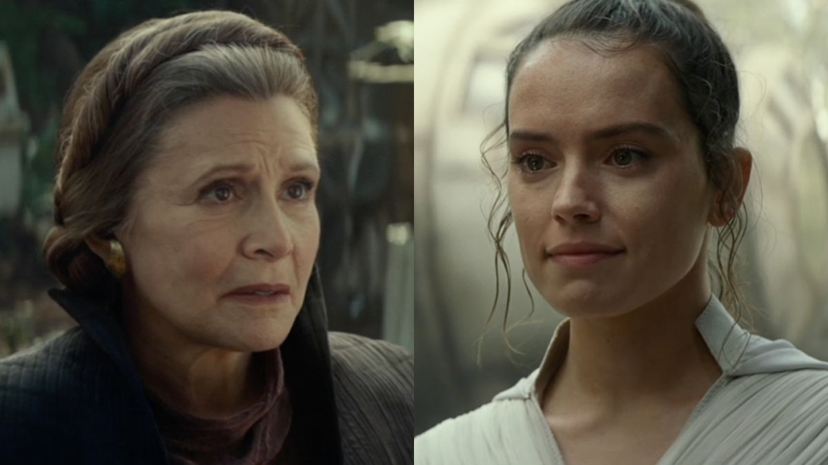 Rey and Leia give a farewell goodbye in Star Wars: Rise of the Skywalker.