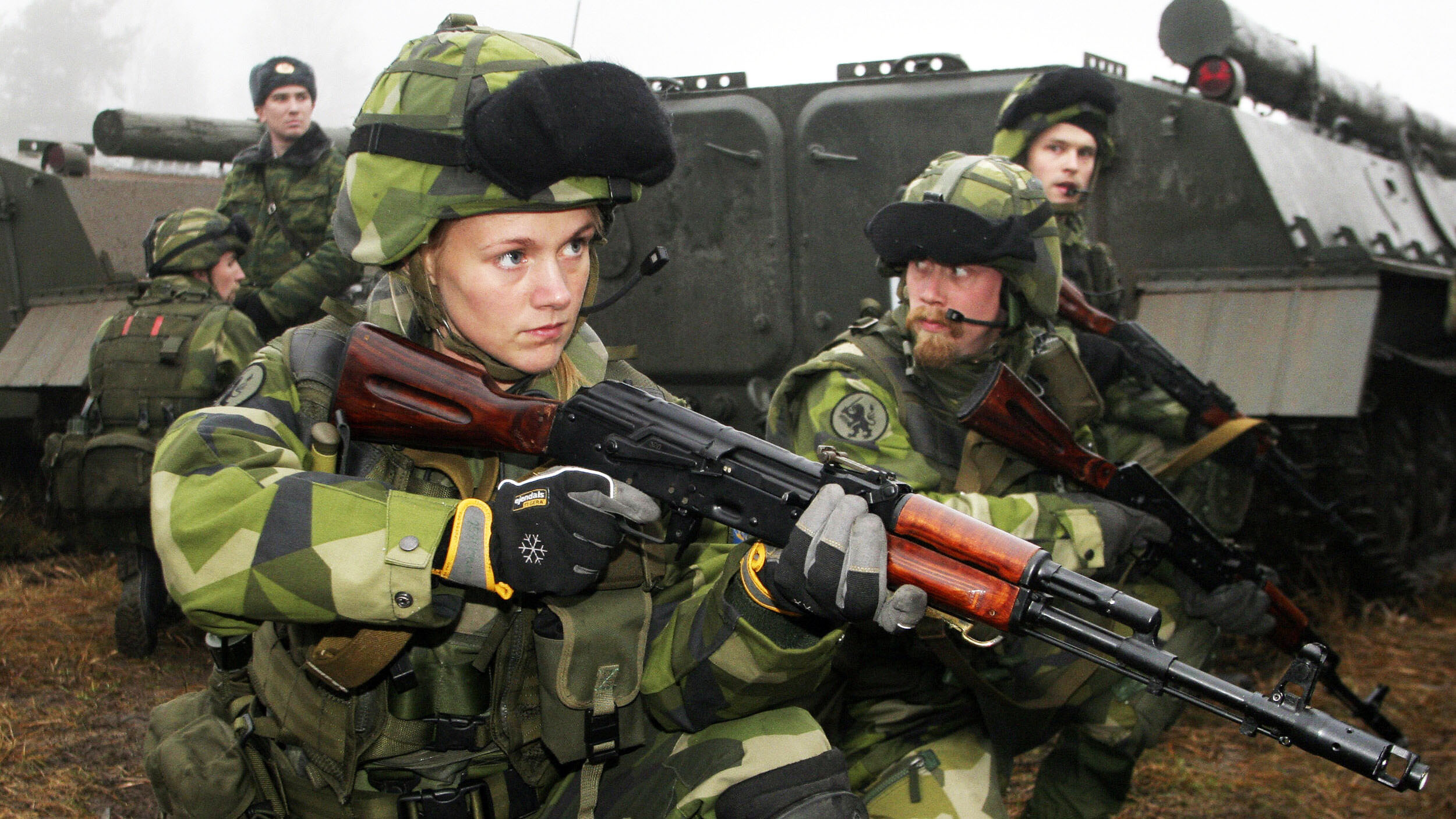 Swedish soldiers taking part in a military exercise