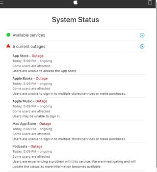 Apple Status page