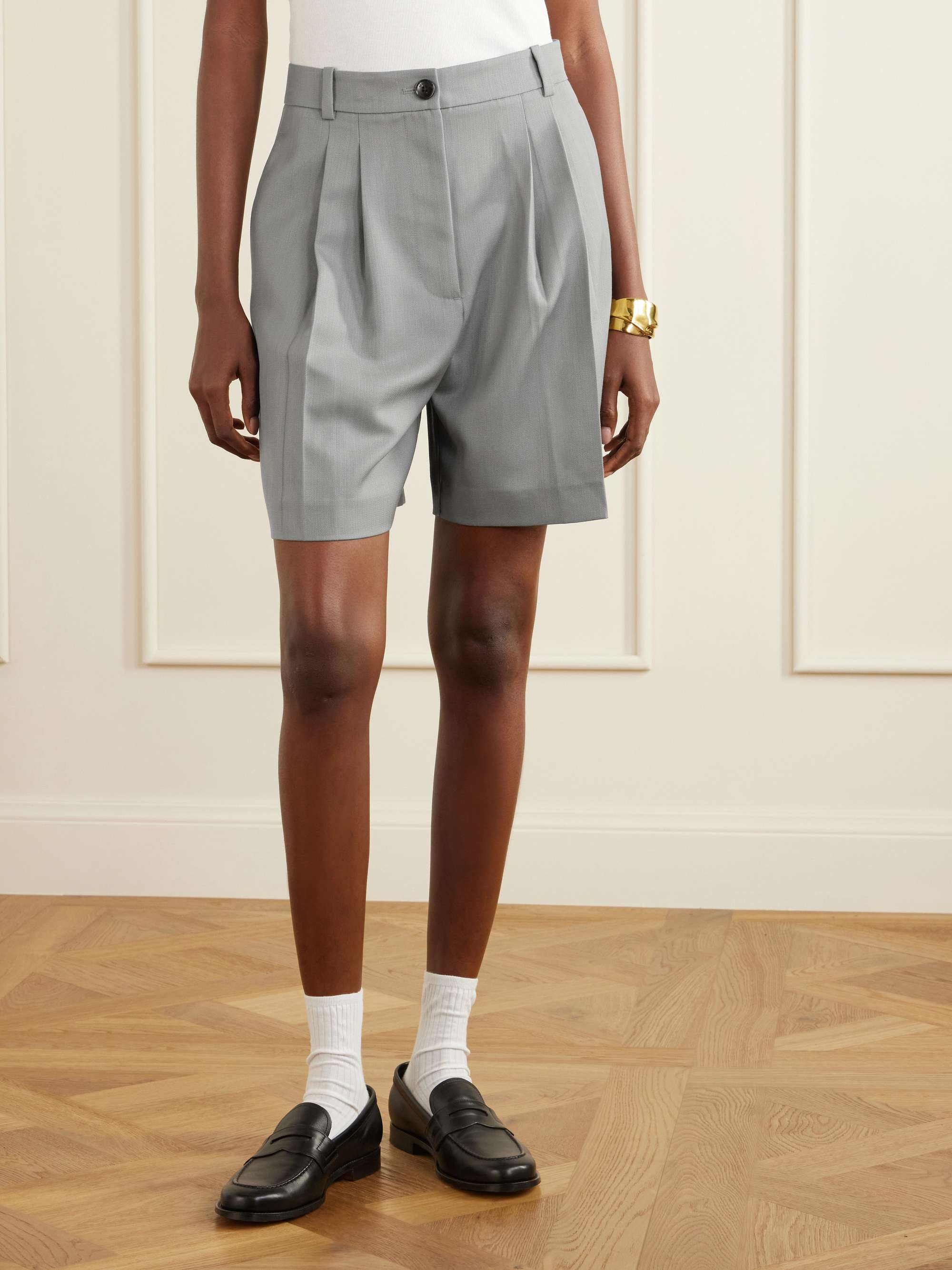 Brice Pleated Wool-Blend Shorts