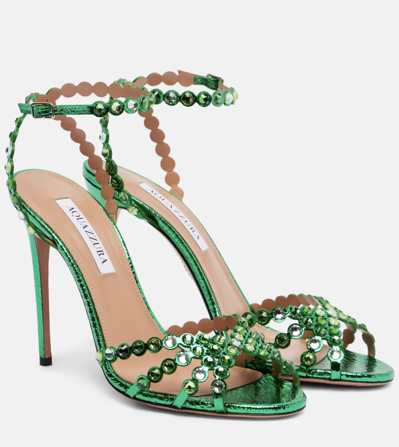 Aquazurra Tequila 105 Embellished Leather Sandals