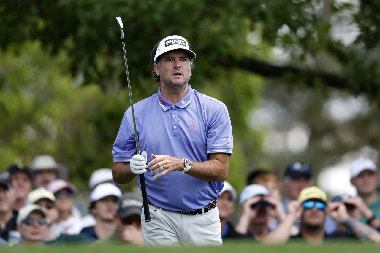 Bubba Watson hits an iron shot