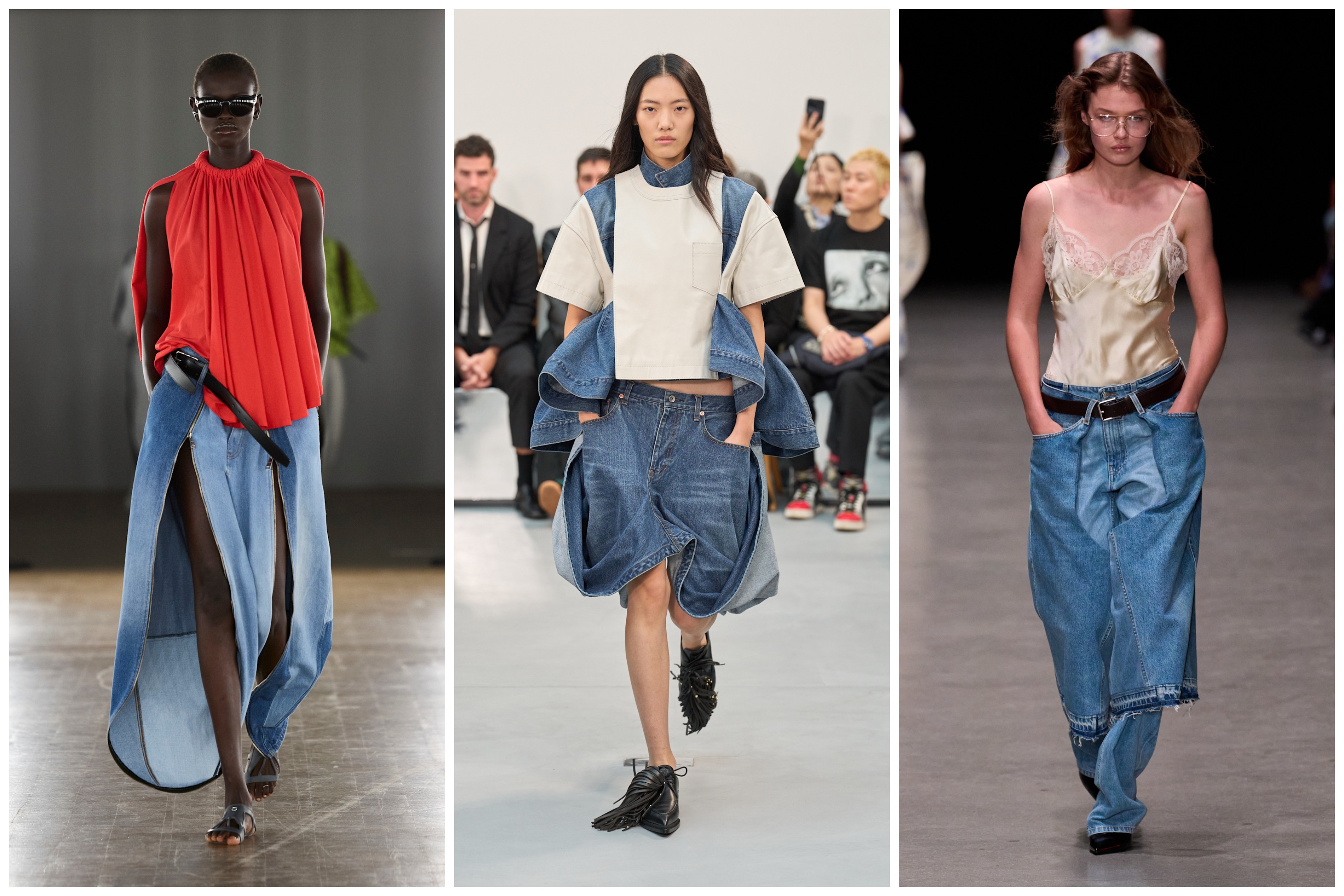 unconventional denim on the spring 2026 runways of coperni, sacai, and stella mccartney