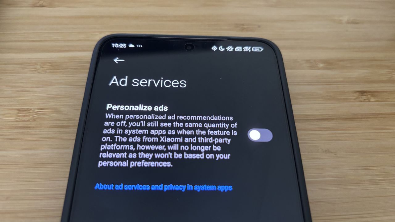 Ads and ad settings on the Poco F6 Pro