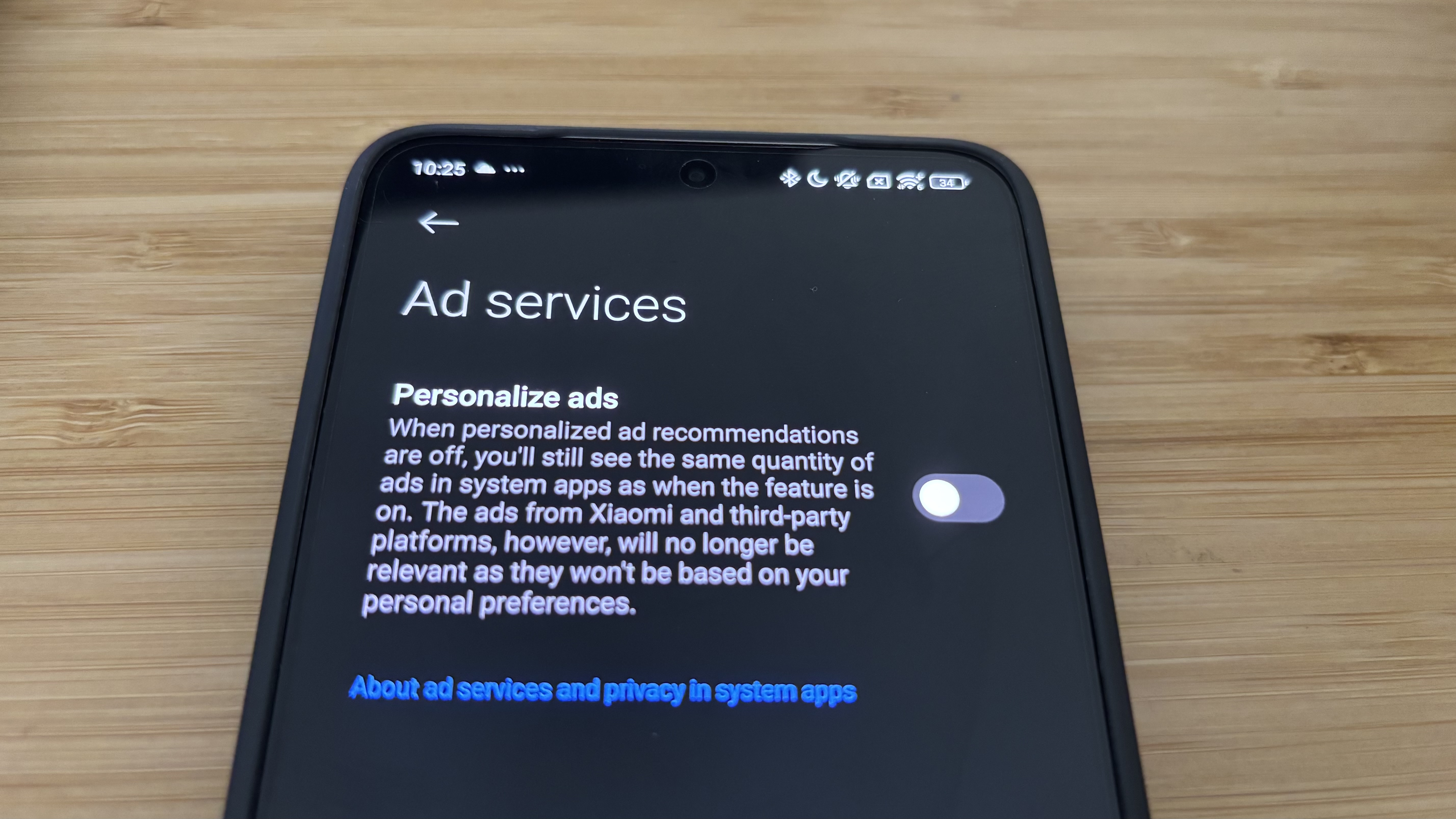 Ads and ad settings on the Poco F6 Pro