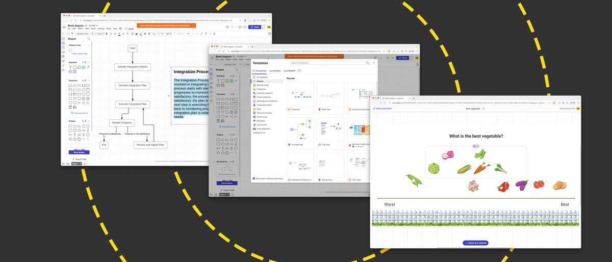 The Lucidchart interfaces on the ITPro background