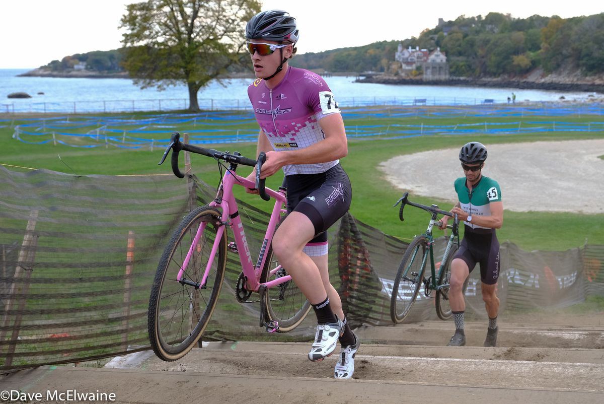 Peter Goguen (Race CF) running a set of stairs during the fourth lap