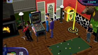 The Sims screenshot showing a Sim playing the guitar