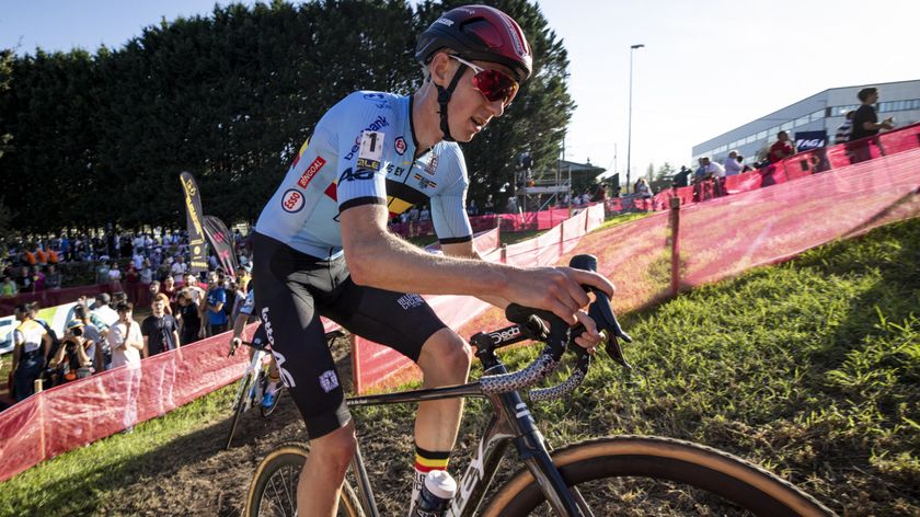 Michael Vanthourenhout of Belgium rides up a hill during the European Cyclocross Championships