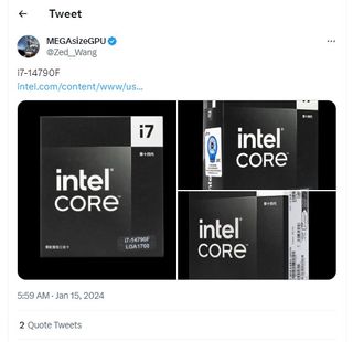 Alleged Intel Core i7-14790F CPU packaging