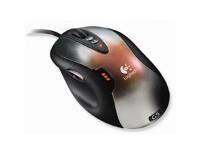 ... a Logitech G5 2000DPI wired mouse that works in tandem with a black, wired Microsoft keyboard.